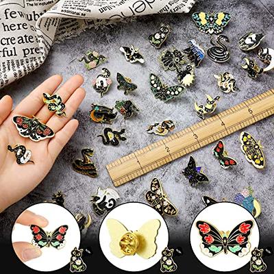 Yinder 40 Pieces Cute Gold Black Pins Set Vintage Butterfly Cat Snake Bug  Lapel Pins Christmas