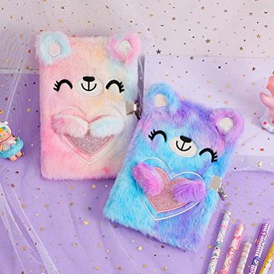 Diary Animal Writing School Cat Kids Plush Notebook Cute Drawing Gifts  Secret Furry With Lock Keys Girls - AliExpress