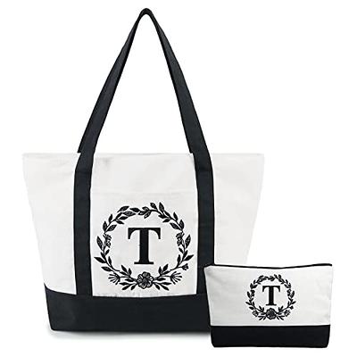 initial canvas tote bag