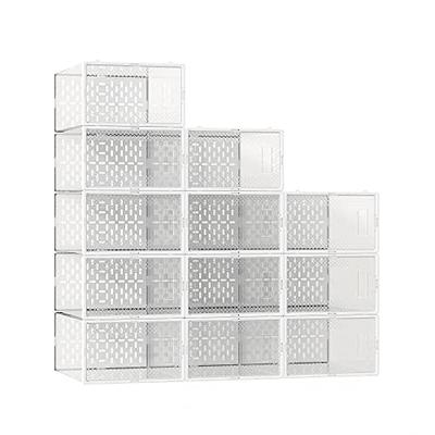 12/18 Foldable Shoe Storage Box Clear Plastic Stackable Sneaker Closet  Organizer