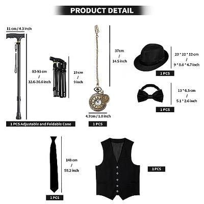 SATINIOR 1920s Mens Costume 20s Halloween Cosplay Accessories Outfit with  Gangster Vest Hat Pocket Watch Suspenders Tie(Gray, XX-Large) - Yahoo  Shopping