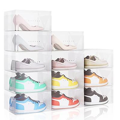 BINO 12-Pack Plastic Stackable Shoe Box Set - Clear | Foldable Shoe Storage  Container | Sneaker Bins | Shoe Rack Box | Transparent | Portable Stacking