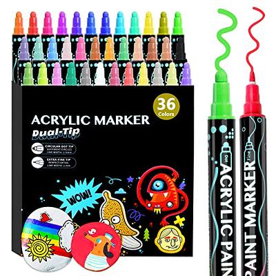  YKSLEMON Acrylic Paint Pens,Dual Tip 36 Colors Superior Acrylic  Paint Markers for Rock Painting,Canvas,Glass,Wood,Ceramic,Plastic,Metal DIY  Craft : Arts, Crafts & Sewing