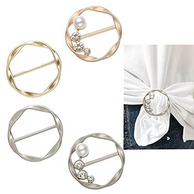 2 Pc Silk Scarf Ring Clip T-shirt Tie Clips