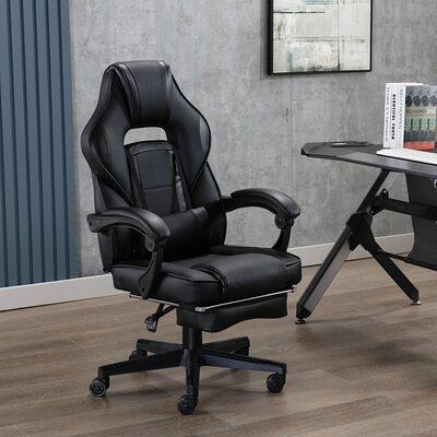 Gymax Office Computer Desk Chair Gaming Chair Adjustable Swivel w /Footrest