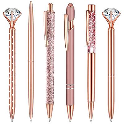 8 Pieces Pink Ballpoint Pen Set Metal Crystal Diamond Pen Liquid Sand  Glitter Pen Fancy Pens Retractable Black Ink Ball Point Pen Gifts for  Journaling