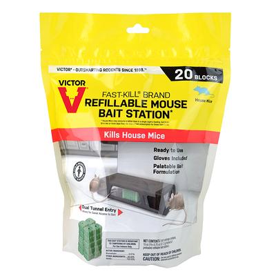 d-CON Refillable Corner Fit Mouse Poison Bait Station, 1 Trap + 2 Bait  Refills