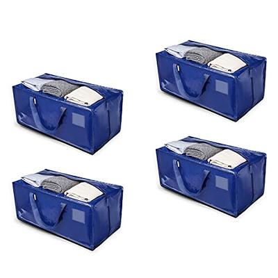  Extra Large Moving Bag Collapsible Storage Bins Tote Carrying  Water-Resistant Zipper Bags Organization Zipper Alternative to Moving Boxes  (LN 4pack blue) : Home & Kitchen