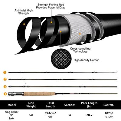 TOPFORT Fly Fishing Rod and Reel Combo Starter Kit, 4 Piece Lightweight  Ultra-Portable Graphite Fly Rod Complete Starter Package with Carrier Bag
