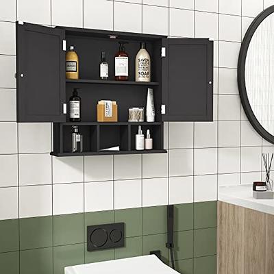 ChooChoo Bathroom Cabinet Wall Mounted 2-Door with 3 Open Shelves