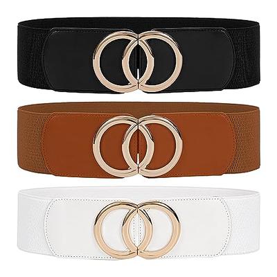 Wide Ring-Buckle Faux-Leather Belt For Women (1 1/2)