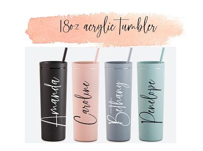 Personalised Tumbler 16oz Tall Skinny Tumbler Acrylic Matte Travel