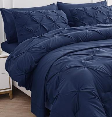 Bedsure Twin Comforter Set with Sheets - 5 Pieces Twin Bedding Sets, Pinch  Pleat Navy Blue Twin Bed in a Bag with Comforter, Sheets, Pillowcase & Sham