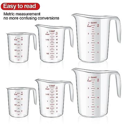 Kanayu 6 Pcs Plastic Measuring Cup Set Includes 4 Cup 2 Cup 1 Cup