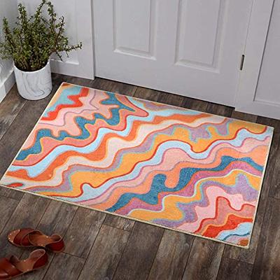 Lahome Entryway Rugs Indoor Small 3x5 Area Rug, Bathroom Rugs Non Slip  Washable, Geometric Tribal Non Skid Throw Rugs with Rubber Backing for  Bedroom