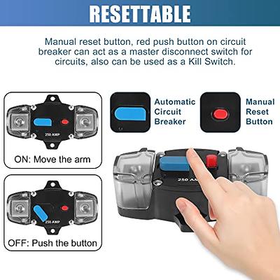 X AUTOHAUX 1 Set 250A Circuit Breaker with Manual Reset Switch 12V