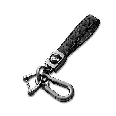 Hamdecro Genuine Leather Car Keychain, Handmade Knit Sheepskin Key Chains for Women, Universal Key Fob Holder with 360 Degree Rotatable, Anti-lost