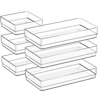 Clear Plastic Drawer Organizers 12 x 3 x 2 L Set of 6