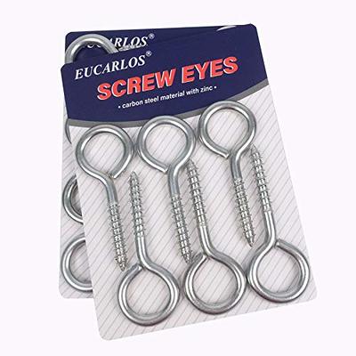 ACCZIO 8 Pack 304 Stainless Steel Eye Screws,2.5 inch M6 Heavy Duty Eye Hooks Screw, Eye Bolts Screw in Eye Hooks for Wood, Eye Bolts for Secure