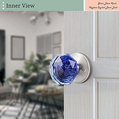 NIZADO Passage Door Knobs Blue,Interior Glass Door Knob,Keyless