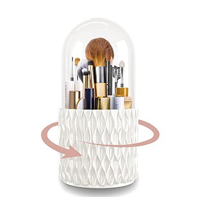 Fodayuse 360 Rotating Makeup Organizer with Dustproof & Waterproof Clear Lid,  Make Up Organizers and Storage, Makeup Brush Holder with 5 Grids for Vanity  and Bathroom (White, Water-Ripple) - Yahoo Shopping