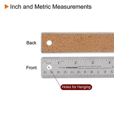 3 Pieces Stainless Steel Metal Rulers with Cork Backing 6+6+12