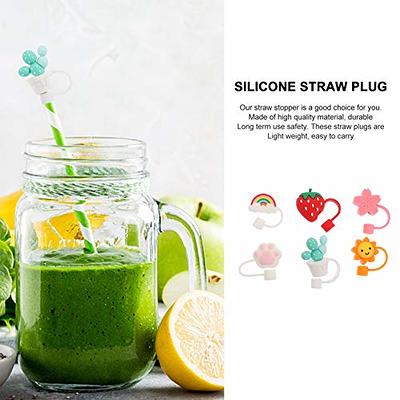 Silicone Straw Tip Covers Cap Reusable Straw Plugs Anti- Straw Tip Lids  Cartoon Straw Charms For 6-8 Mm Straws