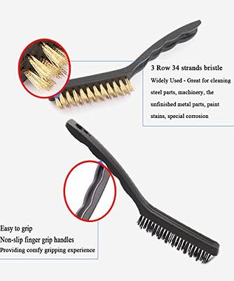 3Pcs Cleaning Wire Brush Anti-Slip 7 Inches Brass Bristles Brush Deep  Cleaning with Curved Handle for Cleaning Rust Removal Dirt