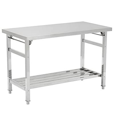 Fashionwu Stainless Steel Table, 24 x 47 Inches Folding Heavy Duty