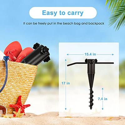 ERYTLLY No Dig Portable Screw In Umbrella Stand Heavy Duty- Beach