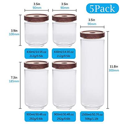 Set of 5 Glass Storage Containers with Bamboo Lids, Airtight