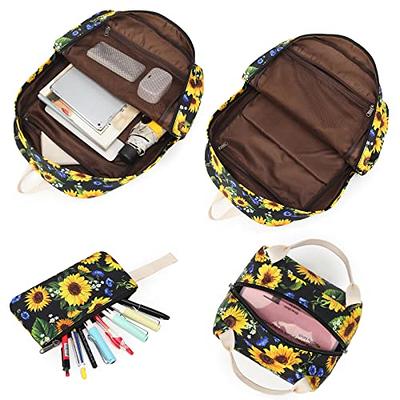 School Backpacks for Teen Girls Lightweight Canvas Bookbags Set with Lunch  Bag & Pencil Case