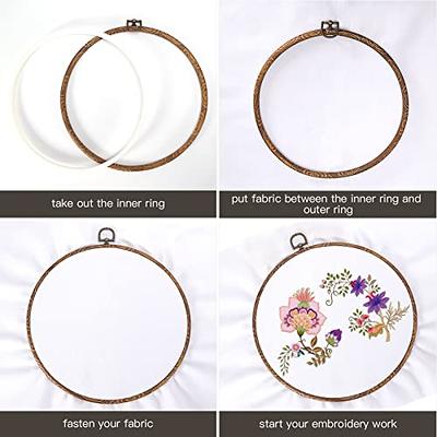 Caydo 12 Pieces 12 Inch Embroidery Hoops Wooden Round Adjustable Bamboo  Circle Cross Stitch Hoop Ring Bulk Wholesale for Art Craft Handy Sewing