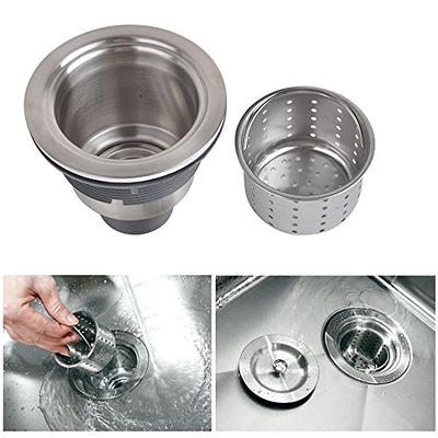 3-1/2 Inch Sink Drain Assembly Kit, Removable Deep Sink Strainer Basket  with Sink Stopper/Sealing Lid for Home, Kitchen, Stainless Steel