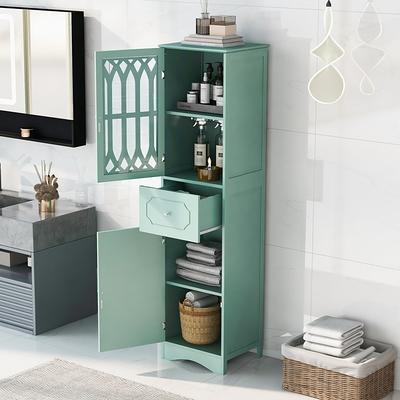 Tall Storage Bathroom Cabinet with Adjustable Shelf, Free Standing Floor  Storage Tower with Drawer and Doors, Narrow Cabinet - Yahoo Shopping