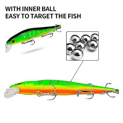 Aorace 56pcs Fishing Lures Large Hard Bait Minnow VIB Lure with Treble Hook  Life-Like Swimbait Fishing Bait Popper crankbait Vib