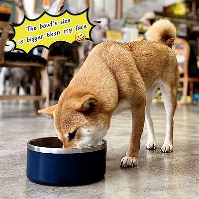 IKITCHEN Dog Bowl for Food and Water, 64 Oz Stainless Steel Pet Feeding Bowl,  Durable Non