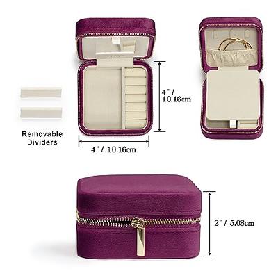 Benevolence LA Plush Velvet Rectangular Travel Jewelry Box with Mirror -  Ebony