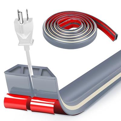 6.5ft Floor Cord Cover Cable Protector, Strong Self-Adhesive Rubber Wire  Organizer Hider - Extension Protect Cords Prevent Trip Hazard, Wall Cord