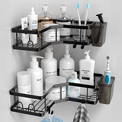 AKTECKE Corner Shower Caddy, 2 Pack Adhesive Shower Corner Organizer Shelves,  No Drilling Stainless Steel Shower Storage Rack with Hooks&Toothpaste Holder  for Bathroom, Dorm and Kitchen - Yahoo Shopping