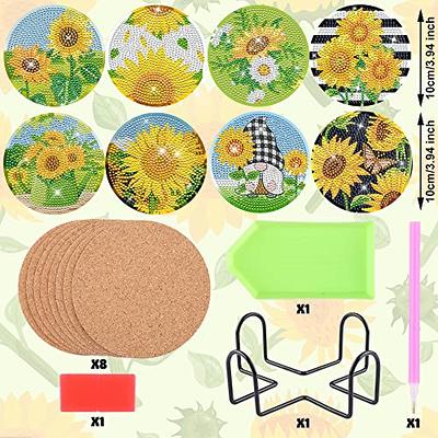 Sunflower Diamond Painting Coasters DIY Diamond Art Coaster 5D Full Drill Diamond  Coaster Acrylic Round Cup