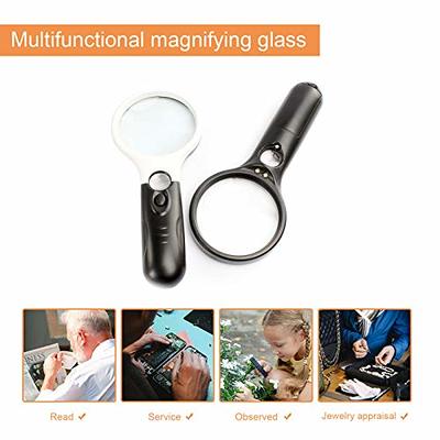 5x 45x Illuminated Magnifier with LED Light UV Lamp Handhel Magnifying  Glass Reading Magnification Loupe Glass Jewelry Magnifier