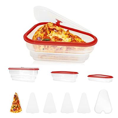 Pizza Storage Container with Silicone, Expandable and Collapsible Pizza  Container with 5 Microwavable Serving Trays, Pizza Holder Reusable and Save  Space, Pizza Slice Container for Leftover