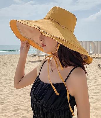 KEYDUACU 7 Women's Wide Brim Sun Hat, Large Foldable UV
