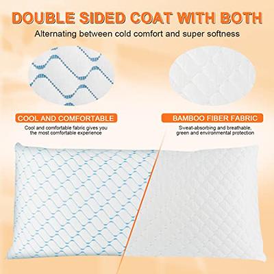 QUTOOL Luxury Cooling Memory Foam Pillows 2 Pack, Bamboo Bed Pillows Queen  Size Set of 2, Adjustable Gel Pillows for Side, Back Sleepers with