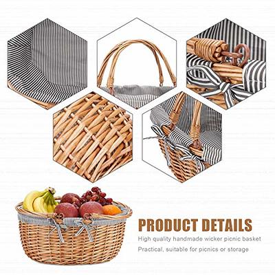 Oval Picnic Basket with Handles, Willow Hand Woven Shopping Basket, Bath  Toy Kids Toy Storage Gift Packing Basket, Wicker Empty Easter Eggs and  Candy Small Gift Basket. Grey 