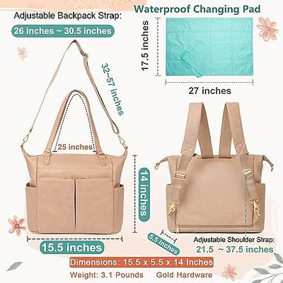 Camel Leather Convertible Backpack, Multifunctional Bag, Diaper Shoulder Bag  