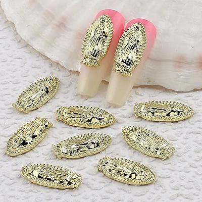 10 Pcs Virgin Mary Nail Charms San Judas Nail Charm for Acrylic Nails  Rhinestone 3D Metal Buddha Religious Gold Nail Gems Nail Jewels for Nail  Art Accessories 10Pcs Virgin Mary