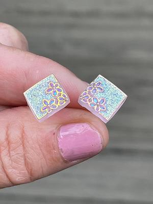 Plastic Post Earrings For Women, Square Pink Floral, Metal Free Sensitive  Ears, Hypoallergenic Studs, Great For Kids Or Adults - Yahoo Shopping