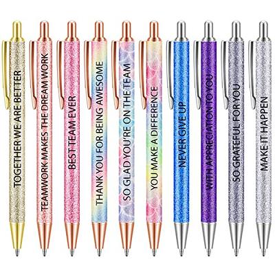 7 Pcs Greeting Teacher Pens Inspirational Ballpoint Pens Glitter Black Ink  Pens Metal Retractable Ballpoint Pens Appreciation Gifts for Kids Students